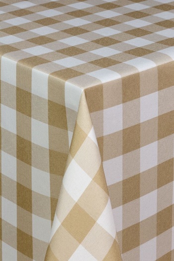 Kockás teflonos dekor és terítő anyag 150cm méterben drapp fehér
