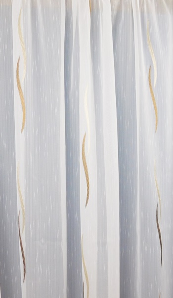 Fehér voila-sable kész függöny barna drapp hullám Krisztina 180x350cm