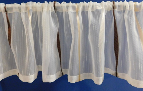 Ecrü voila-sable drapéria barna drapp nyírt mintával H3. 25x220cm